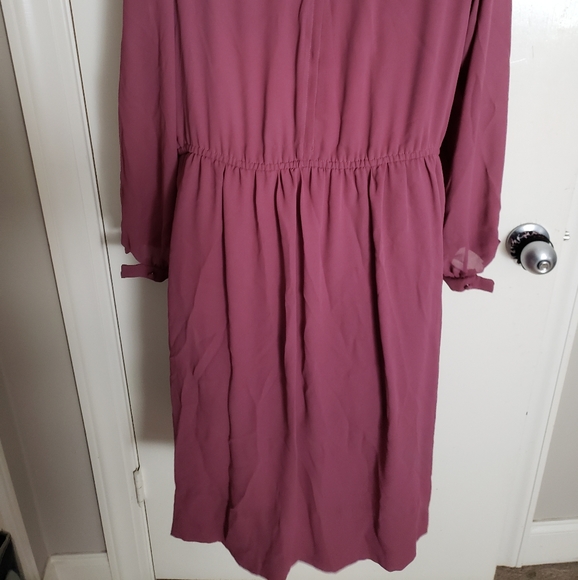 Jack Bryan Vtg Pleated  Ruffle neck tie Oversized Career Midi Dress - Picture 3 of 5